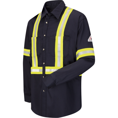 Chemise de travail avec bordure r&eacute;fl&eacute;chissante, Coton/nylon, Moyen, Orange haute visibilit&eacute; PB Rental Co. Ltd.