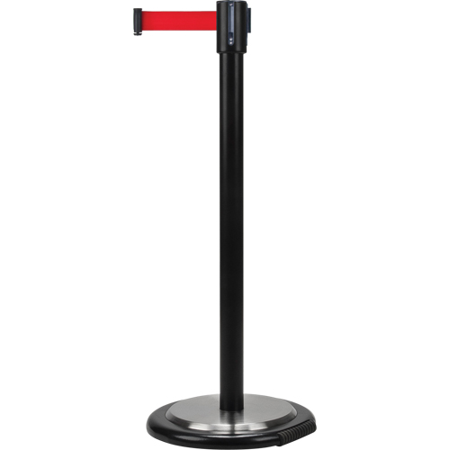 Free-Standing Crowd Control Barrier, Steel, 35" H, Red Tape, 7' Tape Length PB Rental Co. Ltd.