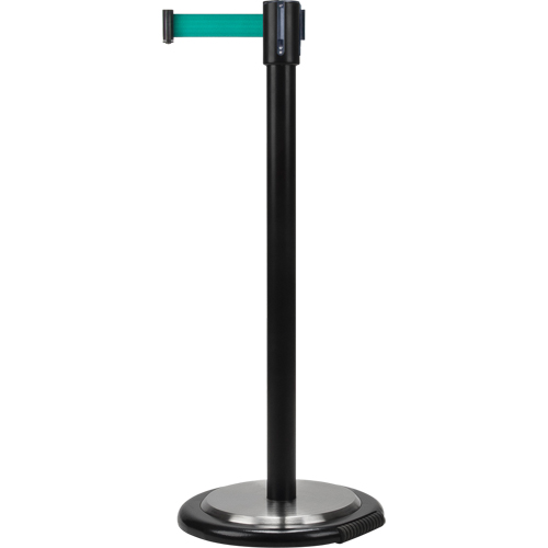 Free-Standing Crowd Control Barrier, Steel, 35" H, Green Tape, 7' Tape Length PB Rental Co. Ltd.