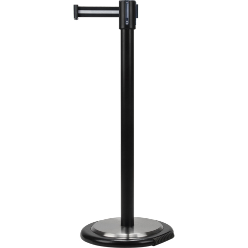 Free-Standing Crowd Control Barrier, Steel, 35" H, Black/White Tape, 7' Tape Length PB Rental Co. Ltd.