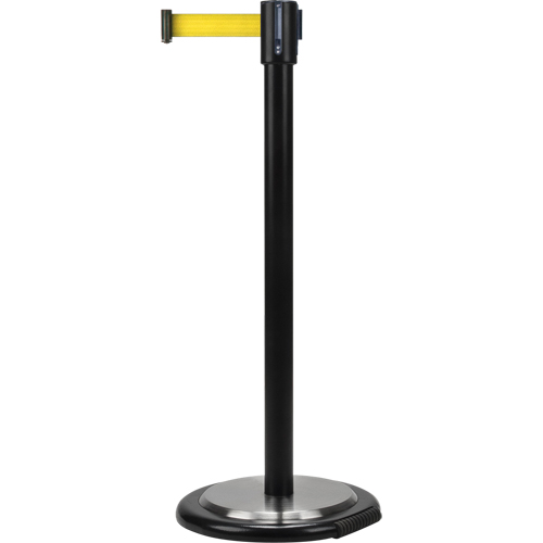 Free-Standing Crowd Control Barrier, Steel, 35" H, Yellow Tape, 7' Tape Length PB Rental Co. Ltd.