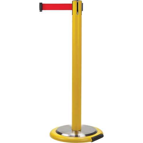 Free-Standing Crowd Control Barrier, Steel, 35" H, Red Tape, 7' Tape Length PB Rental Co. Ltd.
