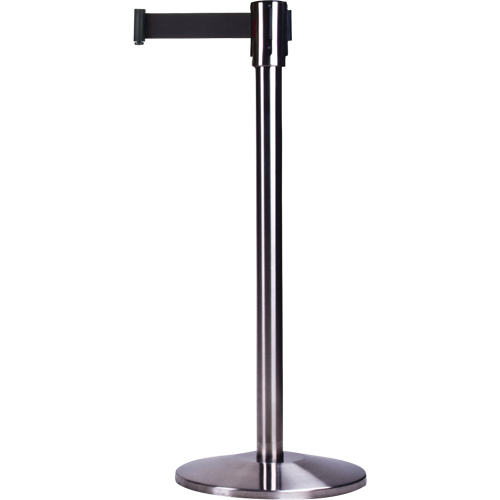 Free-Standing Crowd Control Barrier, Steel, 35" H, Black Tape, 12' Tape Length PB Rental Co. Ltd.