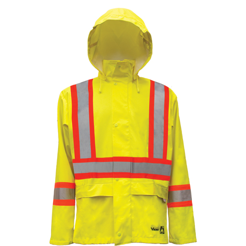 Hi-Vis FR/PU Safety Rain Jackets, Large, High Visibility Lime-Yellow PB Rental Co. Ltd.