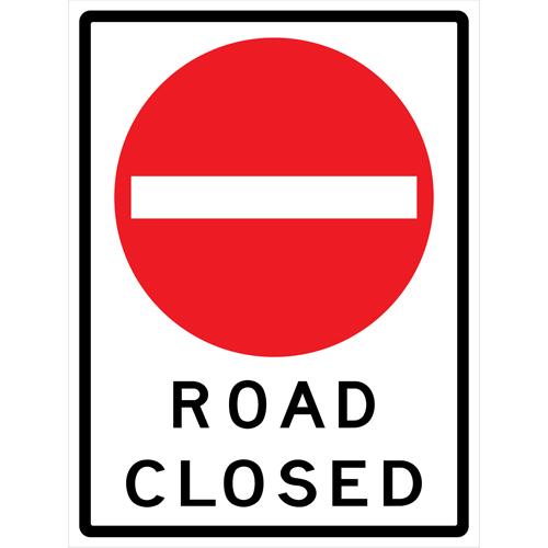 "Road Closed" Roll-Up Traffic Sign, 36" x 48", Vinyl, English with Pictogram PB Rental Co. Ltd.
