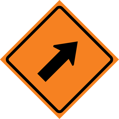Right Diagonal Arrow Roll-Up Traffic Sign, 36" x 36", Vinyl, Pictogram PB Rental Co. Ltd.