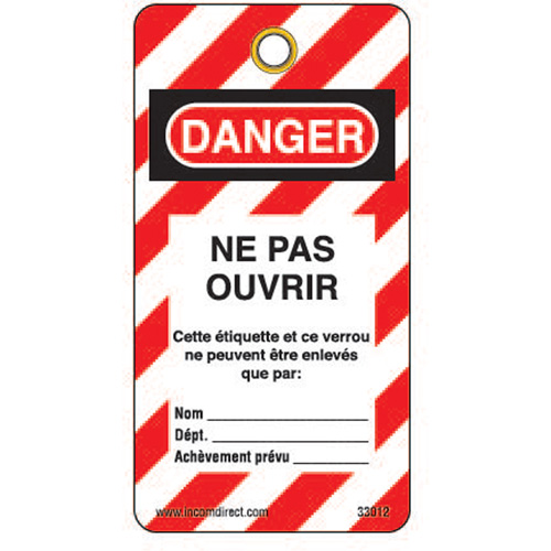 Lockout Tags, Plastic, 3" W x 5-3/4" H, French PB Rental Co. Ltd.