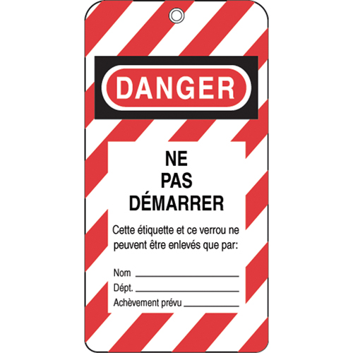 &eacute;tiquettes de verrouillage, Plastique, 3" la x 5-3/4" h, Français PB Rental Co. Ltd.