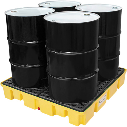Poly-Slim-Line Spill Pallet with Drain, 66 US gal. Spill Capacity, 49" x 49" x 8.75" PB Rental Co. Ltd.