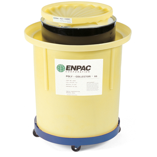 Poly-Collector 66 with Steel Drum, 32.5" dia. x 42" H, 70 US gal. Spill Cap. PB Rental Co. Ltd.