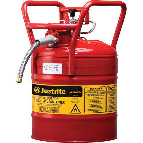 Bidons s&eacute;curitaires D.O.T. de AccuFlow, Type II, Acier, 5 gal. US, Rouge, Homologu&eacute; FM PB Rental Co. Ltd.