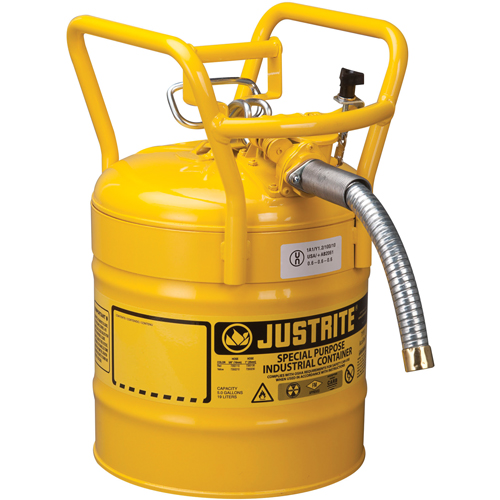D.O.T. AccuFlow Safety Cans, Type II, Steel, 5 US gal., Yellow, FM Approved PB Rental Co. Ltd.