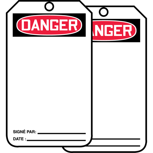 &eacute;tiquettes de s&eacute;curit&eacute; avec ent&ecirc;te vierge, Papier cartonn&eacute;, 3-1/8" la x 5-7/8" h, Français PB Rental Co. Ltd.