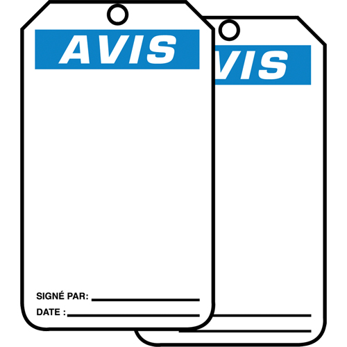 &eacute;tiquettes de s&eacute;curit&eacute; en français - &eacute;tiquettes avec ent&ecirc;ge vierge, Papier cartonn&eacute;, 3-1/8" la x 5-7/8" h, Français PB Rental Co. Ltd.
