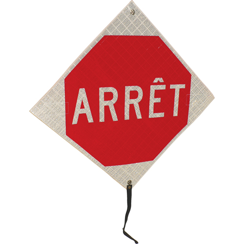 "Arr&ecirc;t" Rolled-Up Traffic Sign, 24" x 24", Vinyl, French PB Rental Co. Ltd.