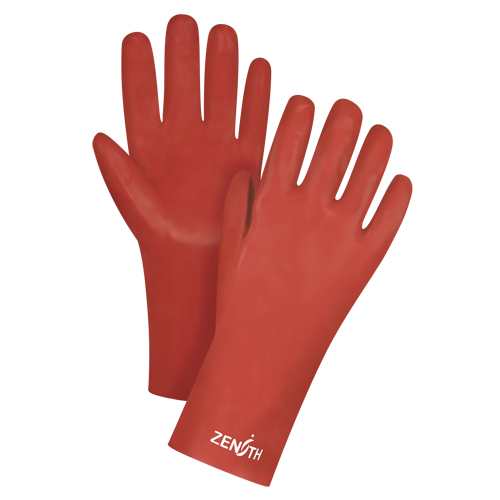 Gants rouges &agrave; fini doux r&eacute;sistants aux produits chimiques, Taille 9, 12" lo, PVC, Doublure en Interlock, 47-mil PB Rental Co. Ltd.