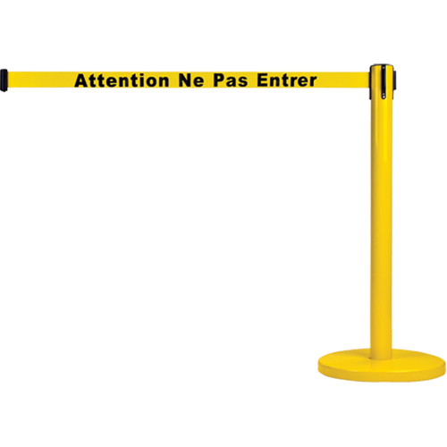 Free-Standing Crowd Control Barrier, Steel, 35" H, Yellow Tape, 7' Tape Length PB Rental Co. Ltd.