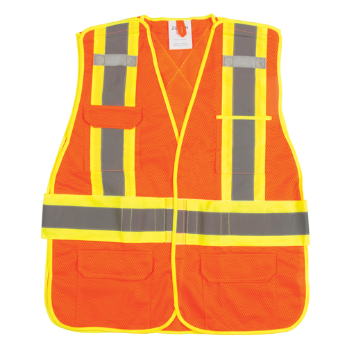Veste d'arpenteur r&eacute;sistante aux flammes, Orange haute visibilit&eacute;, Grand, Polyester PB Rental Co. Ltd.