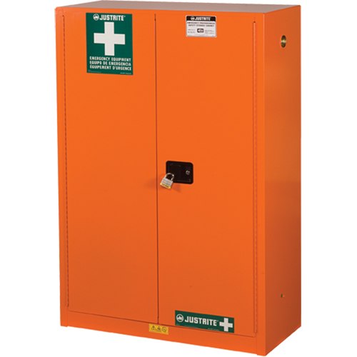 Emergency Preparedness Storage Cabinets, Steel, 4 Shelves, 65" H x 43" W x 18" D, Orange PB Rental Co. Ltd.