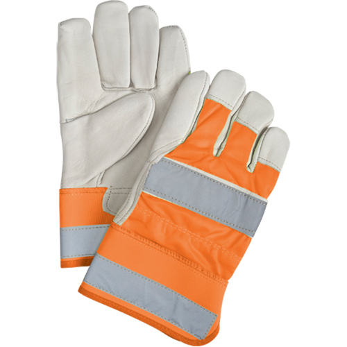 Gants d'ajusteur &agrave; chaleur sup&eacute;rieure orange haute visibilit&eacute;, Grand, Paume en Cuir fleur de vache, Doublure en Thinsulate PB Rental Co. Ltd.