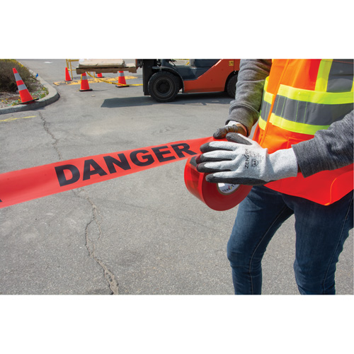 "Danger" Barricade Tape, Bilingual, 3" W x 1000' L, 1.5 mils, Black on Red PB Rental Co. Ltd.