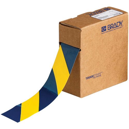 Ruban de marquage pour planchers ToughStripe, 2" x 100', Polyester, Bleu et jaune PB Rental Co. Ltd.