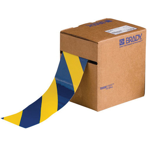 Ruban de marquage pour planchers ToughStripe, 3" x 100', Polyester, Bleu et jaune PB Rental Co. Ltd.