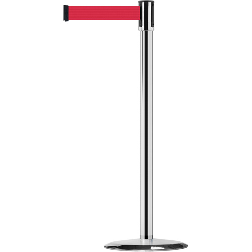 Slimline TensaBarrier&reg; Barrier Post, Steel, 38" H, Red Tape, 7.5' Tape Length PB Rental Co. Ltd.