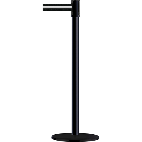 Slimline TensaBarrier&reg; Barrier Post, Steel, 38" H, Black/White Tape, 7.5' Tape Length PB Rental Co. Ltd.