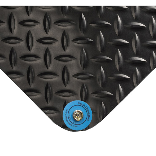 Tapis conducteur d'&eacute;lectricit&eacute; no 786, 4' la x 10' lo x 15/16" &eacute;p, PVC, Losange, Noir PB Rental Co. Ltd.