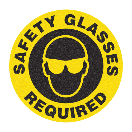 Panneau de signalisation au sol  Safety Glasses , Adh&eacute;sif, Anglais avec pictogramme PB Rental Co. Ltd.