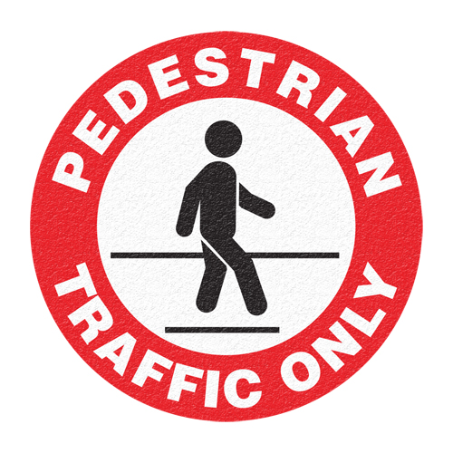 Panneau de signalisation au sol  Pedestrian Traffic Only , Adh&eacute;sif, Anglais avec pictogramme PB Rental Co. Ltd.