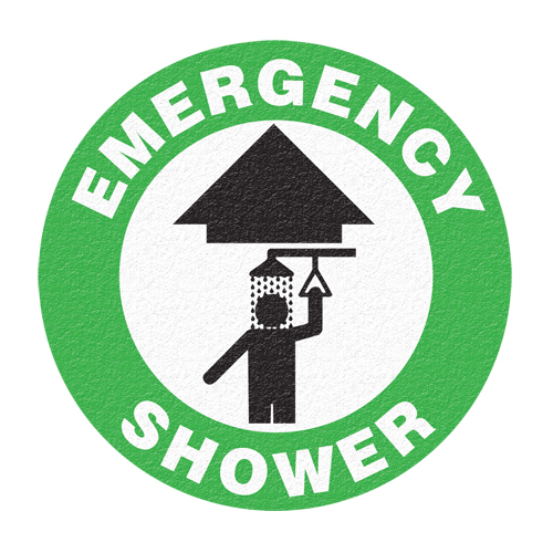 Panneau de signalisation au sol  Emergency Shower , Adh&eacute;sif, Anglais avec pictogramme PB Rental Co. Ltd.