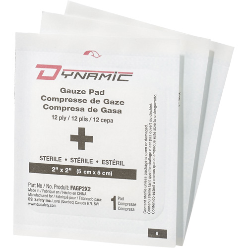 Gaze Dynamic, Tampon, 2" lo x 2" la, St&eacute;rile, Dispositif m&eacute;dical Classe 1 PB Rental Co. Ltd.