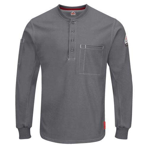 Excel FR&reg; Long Sleeve Henley Shirts, Small, Grey PB Rental Co. Ltd.