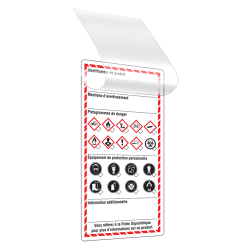 &eacute;tiquettes auto-plastifiantes pour le milieu de travail, Papier cartonn&eacute;, 3" la x 6" h, Français PB Rental Co. Ltd.