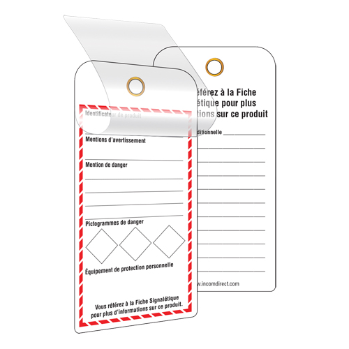 GHS Self-Laminating Workplace Tags, Cardstock, 3" W x 6" H, French PB Rental Co. Ltd.