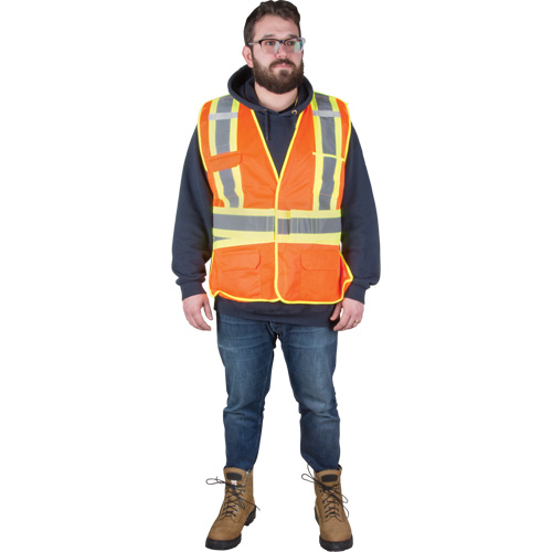 Veste d'arpenteur r&eacute;sistante aux flammes, Orange haute visibilit&eacute;, Grand, Polyester PB Rental Co. Ltd.