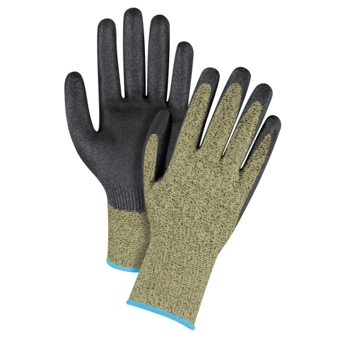 Gants &eacute;lastiques sans coutures r&eacute;sistants &agrave; la coupe noir & jaune, Taille T-Grand/10, Calibre 13, Rev&ecirc;tement Mousse de nitrile, Enveloppe en Aramide, ASTM ANSI niveau A6 PB Rental Co. Ltd.