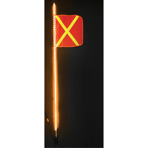 Fanions DEL robustes Safety Whip, Fixation Attelage, Hauteur 6, Orange avec X r&eacute;fl&eacute;chissant PB Rental Co. Ltd.