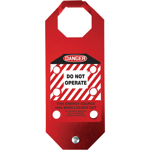 Moraillon de verrouillage pr&eacute;venant l'utilisation conforme aux normes OSHA Danger Stopout Aluma-Tag, Rouge PB Rental Co. Ltd.