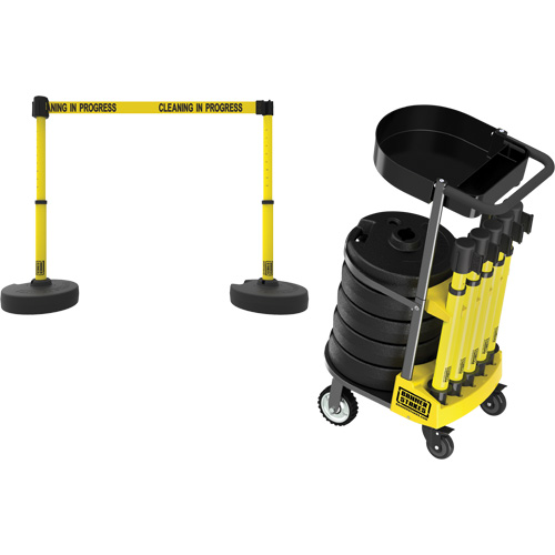PLUS Barrier Post Cart Kit with Tray, 75' L, Metal, Yellow PB Rental Co. Ltd.