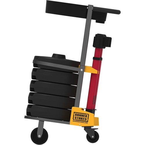 Chariot de transport avec plateau pour barri&egrave;re PLUS, 75' lo, M&eacute;tal, Rouge PB Rental Co. Ltd.