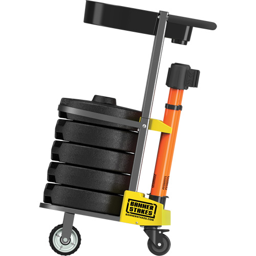 Chariot de transport avec plateau pour barri&egrave;re PLUS, 75' lo, M&eacute;tal, Orange PB Rental Co. Ltd.