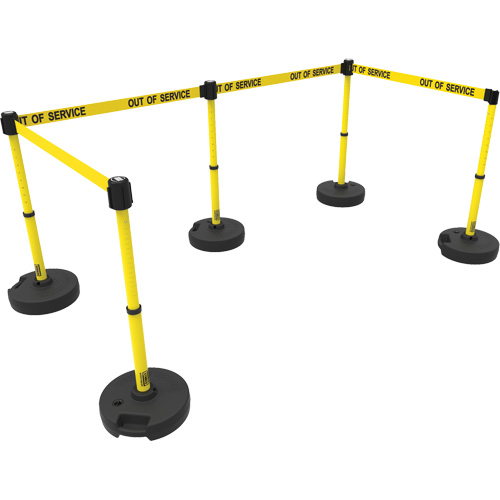 Ensemble de cinq montants pour barri&egrave;re PLUS, Plastique, 42" h, Ruban Jaune, Longueur du ruban 15' PB Rental Co. Ltd.
