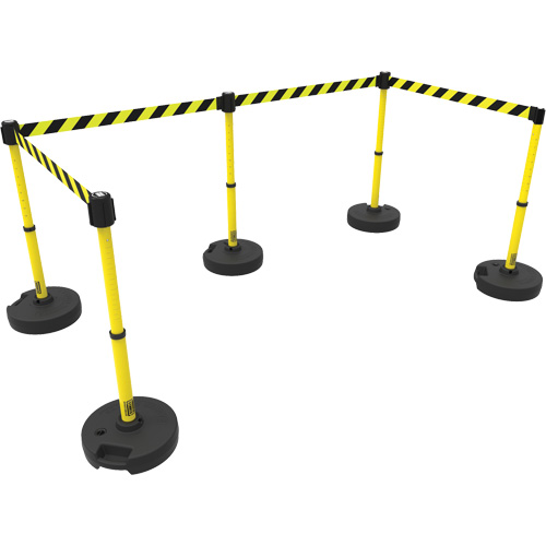 Ensemble de cinq montants pour barri&egrave;re PLUS, Plastique, 42" h, Ruban Jaune, Longueur du ruban 15' PB Rental Co. Ltd.
