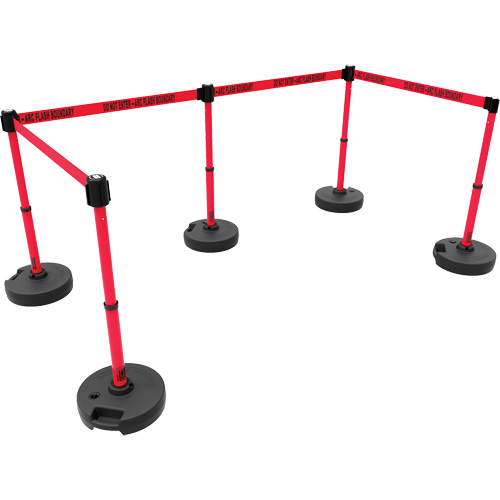 Ensemble de cinq montants pour barri&egrave;re PLUS, Plastique, 42" h, Ruban Rouge, Longueur du ruban 15' PB Rental Co. Ltd.
