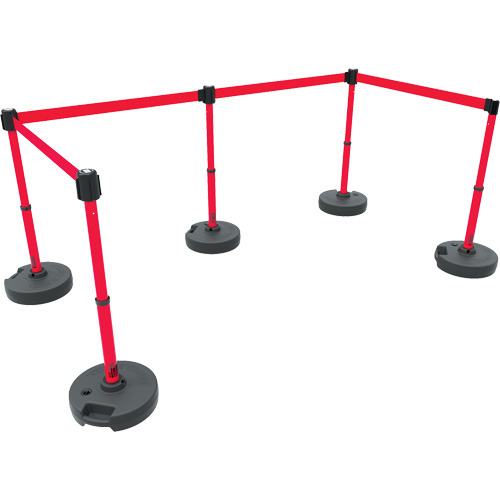 Ensemble de cinq montants pour barri&egrave;re PLUS, Plastique, 42" h, Ruban Rouge, Longueur du ruban 15' PB Rental Co. Ltd.