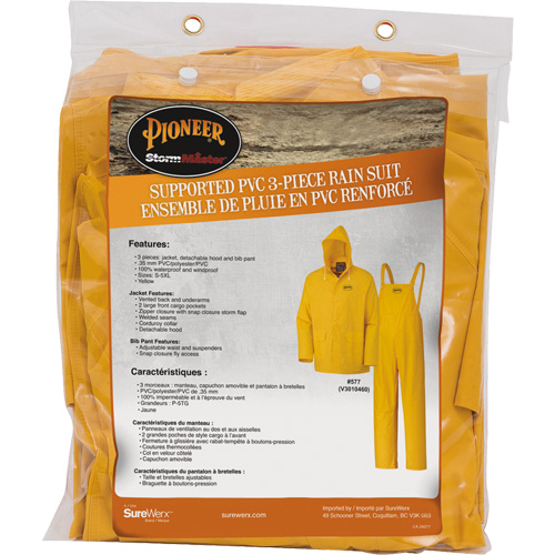 577 3-Piece Rain Suit, Polyester/PVC, 5X-Large, Yellow PB Rental Co. Ltd.