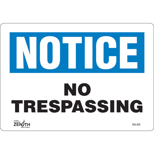 Enseigne No Trespassing, 7" x 10", Vinyle, Anglais PB Rental Co. Ltd.